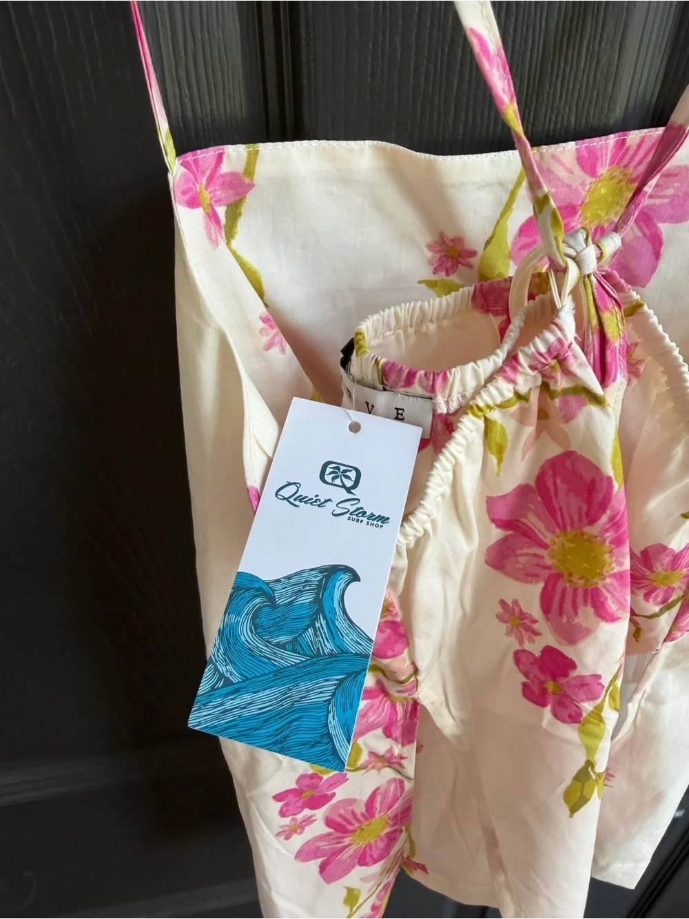 NWT HYFVE Wide Leg Apron Tank Set Delicate Blossom Floral Pink Green Ivory Small